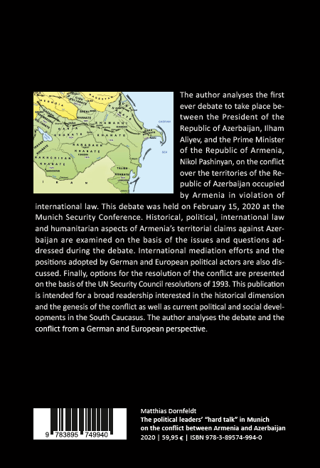 Backcover - Dornfeldt - The political leaders’ “hard talk” between Armenia and Azerbaijan - ISBN 978-3-89574-994-0
